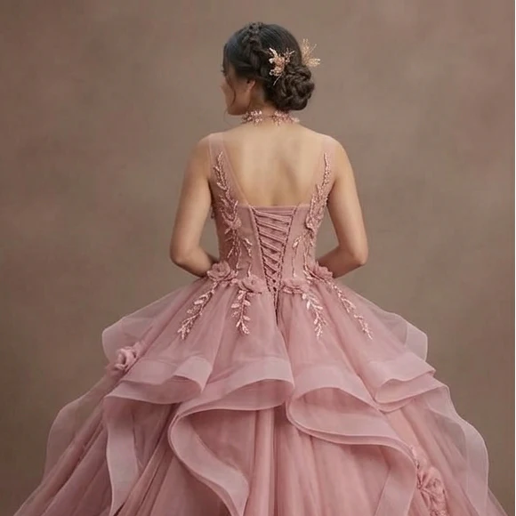 Quinceañera Ball Gown Dusty Rose Tulle Romantic Theme - Image 5