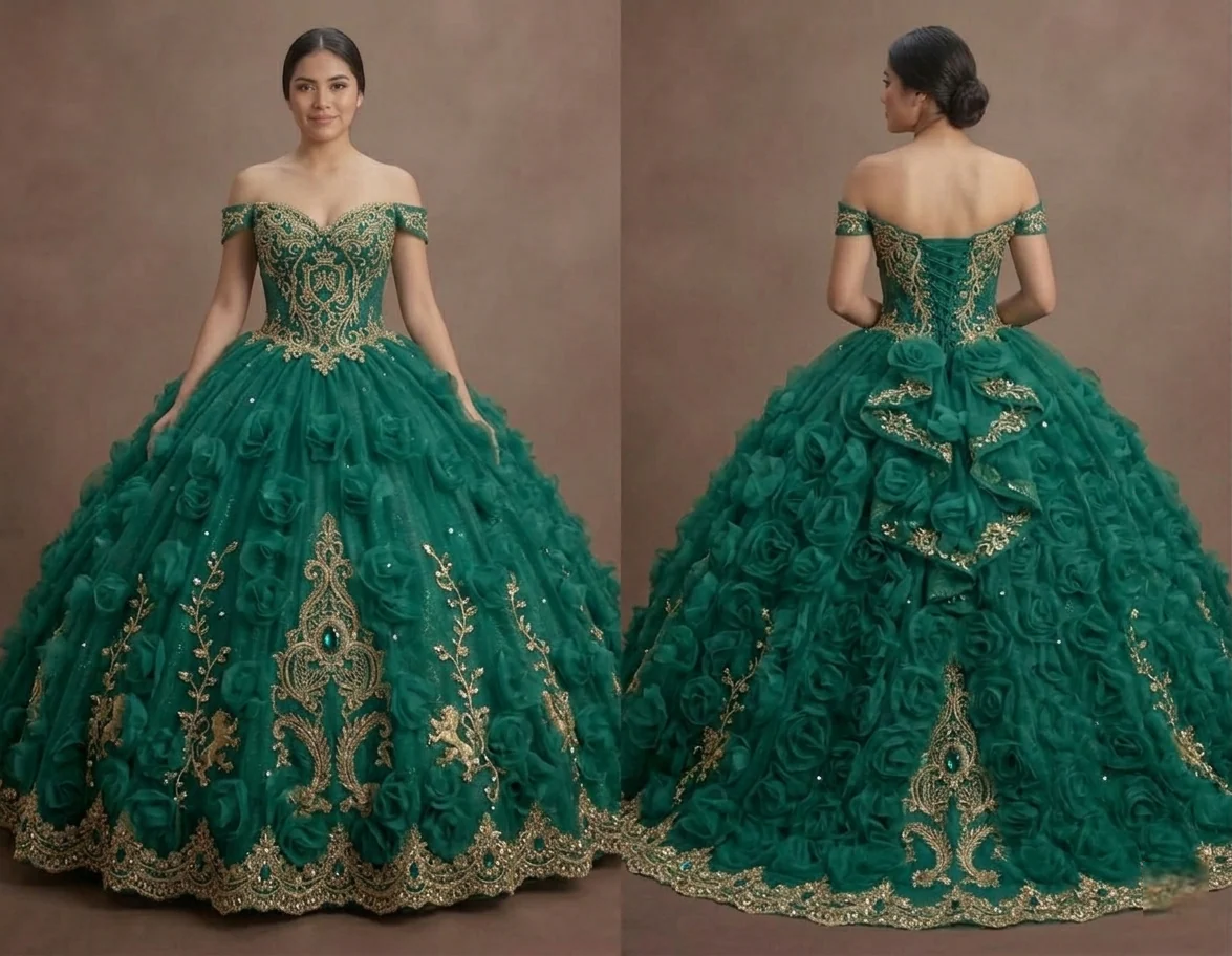 Quinceañera Ball Gown Emerald Tulle Royal Ball