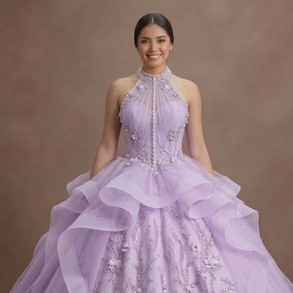Quinceañera Ball Gown Soft Lilac Tulle Dreamy Celebration - Image 4