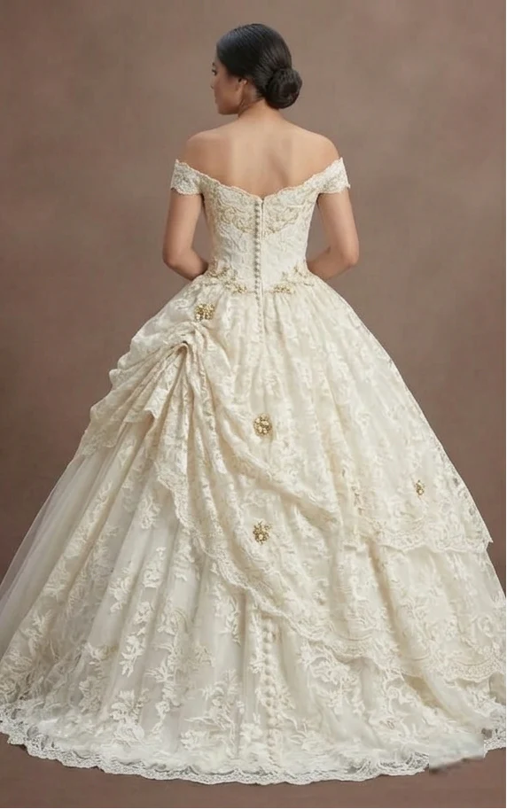 Quinceañera Dress Antique White Lace Vintage Ceremony - Image 3