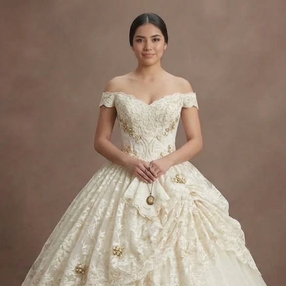 Quinceañera Dress Antique White Lace Vintage Ceremony - Image 4