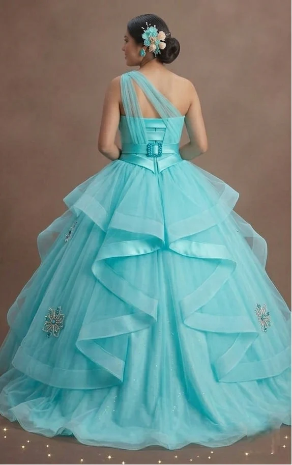 Quinceañera Dress Aqua Blue Tulle Summer Festival - Image 3