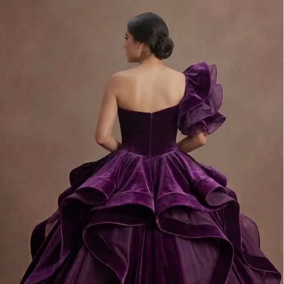 Quinceañera Dress Deep Purple Velvet Evening Ball - Image 5