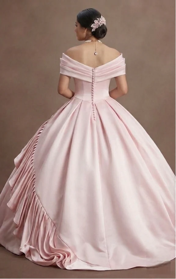 Quinceañera Dress Ice Pink Satin Elegant Ceremony - Image 3