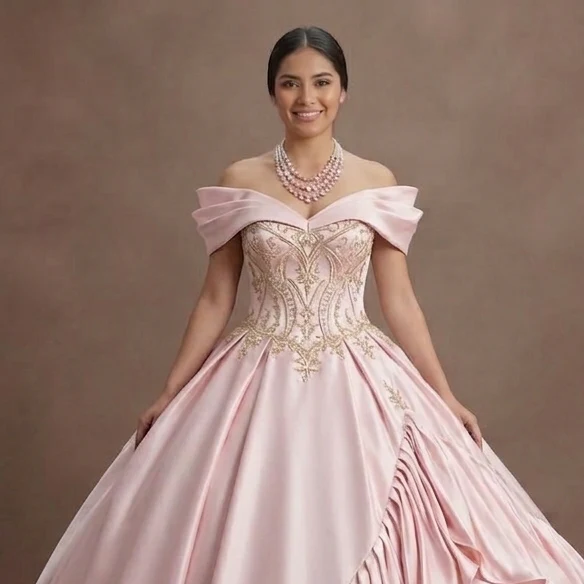 Quinceañera Dress Ice Pink Satin Elegant Ceremony - Image 4