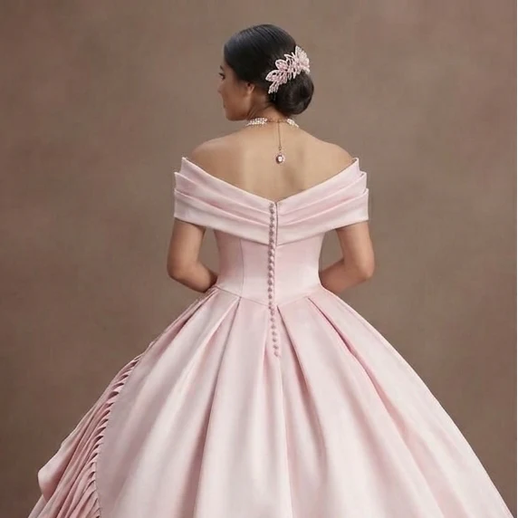Quinceañera Dress Ice Pink Satin Elegant Ceremony - Image 5