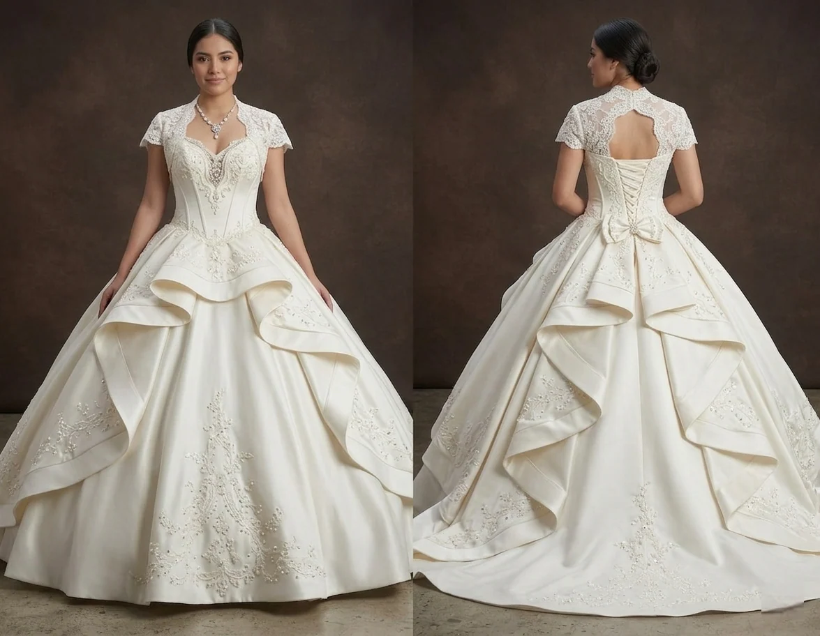 Quinceañera Dress Ivory Satin Classic Ceremony