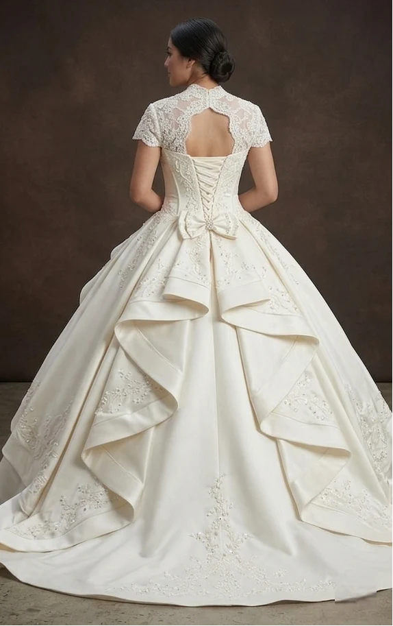 Quinceañera Dress Ivory Satin Classic Ceremony - Image 3