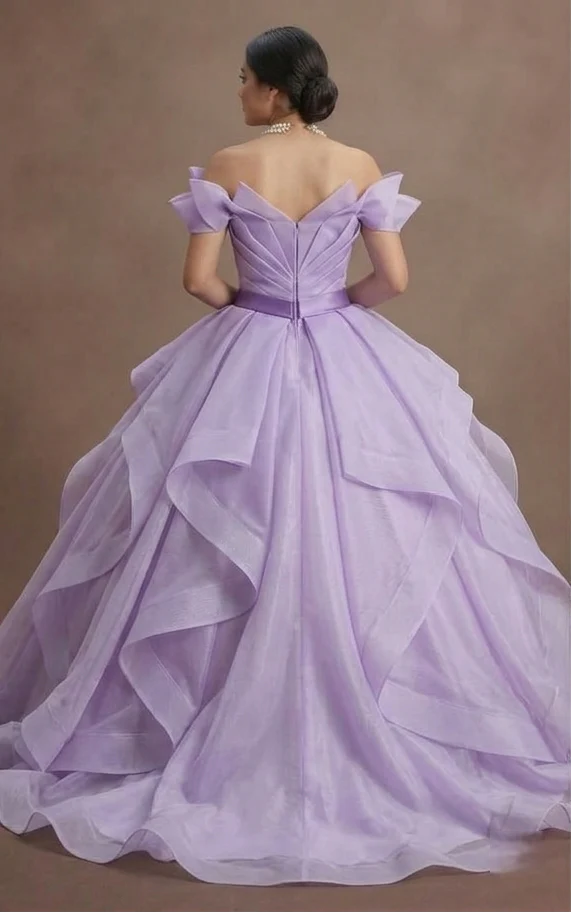 Quinceañera Dress Lavender Organza Garden Party - Image 3