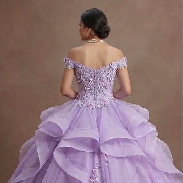 Quinceañera Dress Lilac Lace Garden Celebration - Image 5