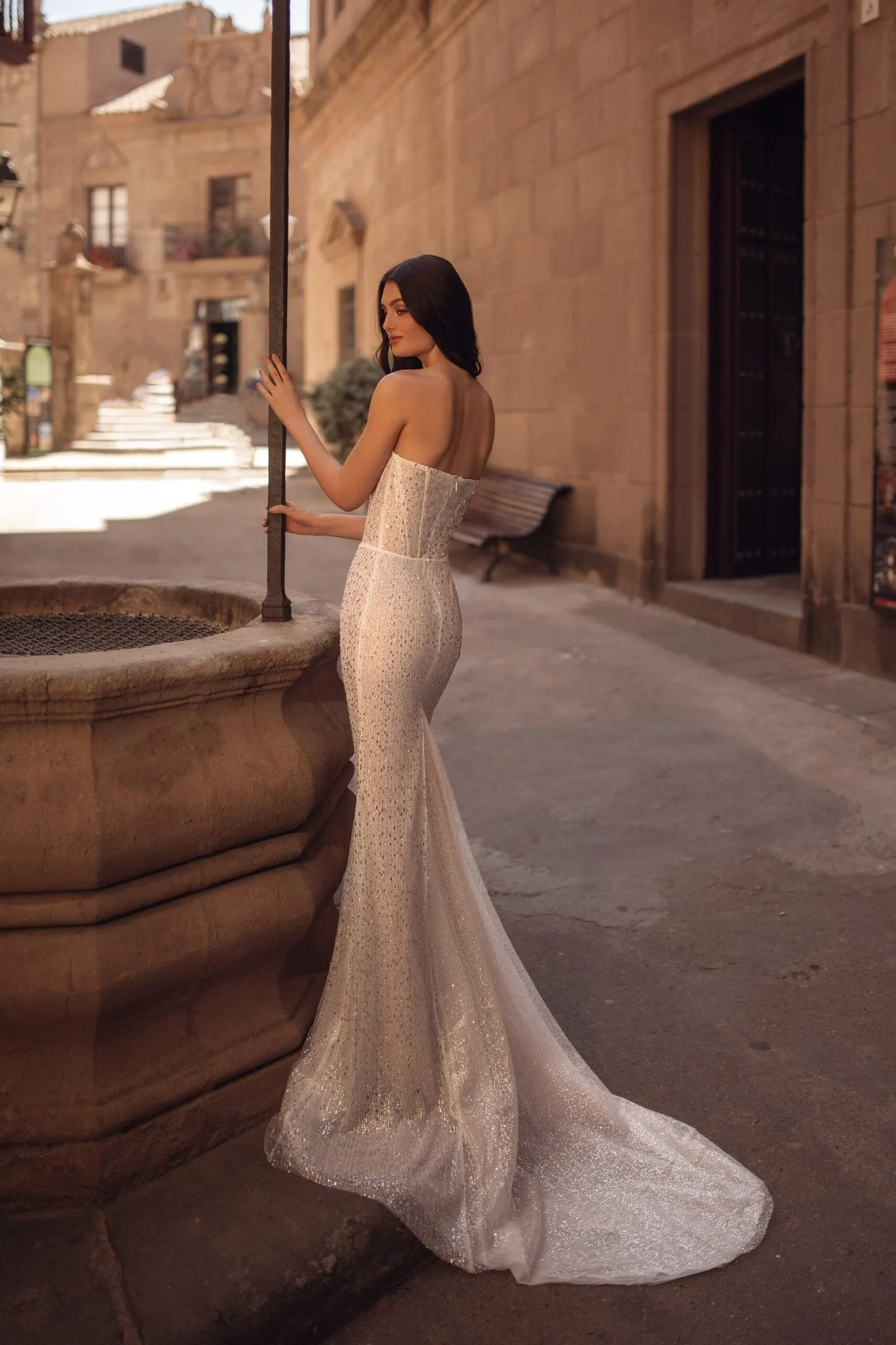 Radiant A-Line Wedding Dress with Shimmering Tulle, Sparkling Sequins & Intricate Beading for a Glamorous and Sophisticated Bridal Look - Image 2