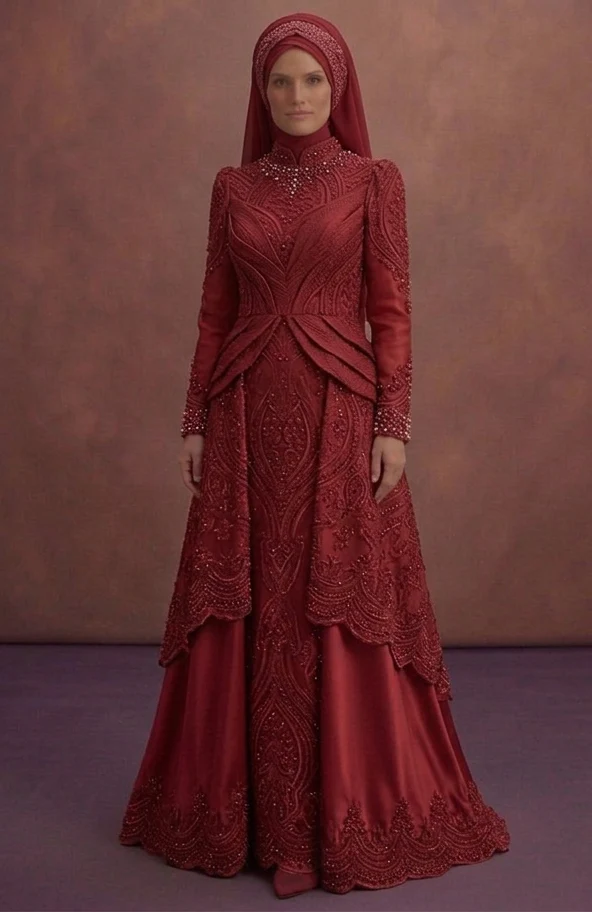 Red Best Muslim Prom Dresses for Teens – Stylish & Covered - Image 2