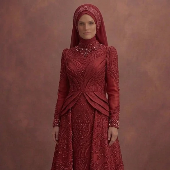 Red Best Muslim Prom Dresses for Teens – Stylish & Covered - Image 4