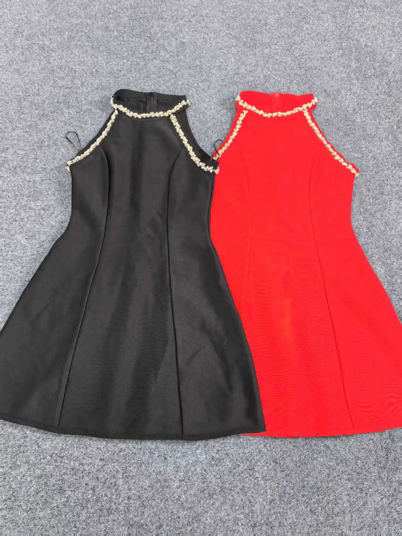 Red Black Women Sleeveless Sexy Shinning Crystal A-Line Mini Bandage Dress Celebrate Birthday Party Girls' Vacation Outfit - Image 5