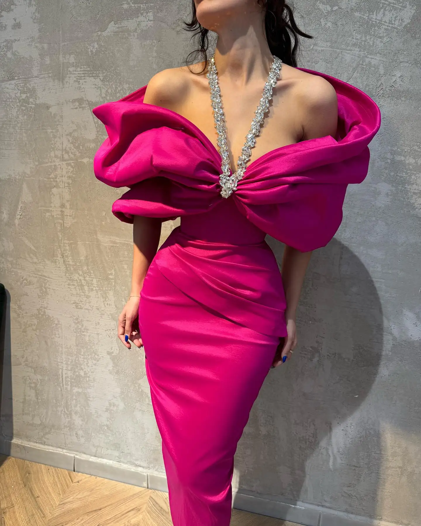 Red Blue Women Sexy Off the Shoulder Crystal Halter Bodycon Long Bandage Dress Celebrate Evening Party Cocktail Outfit - Image 5