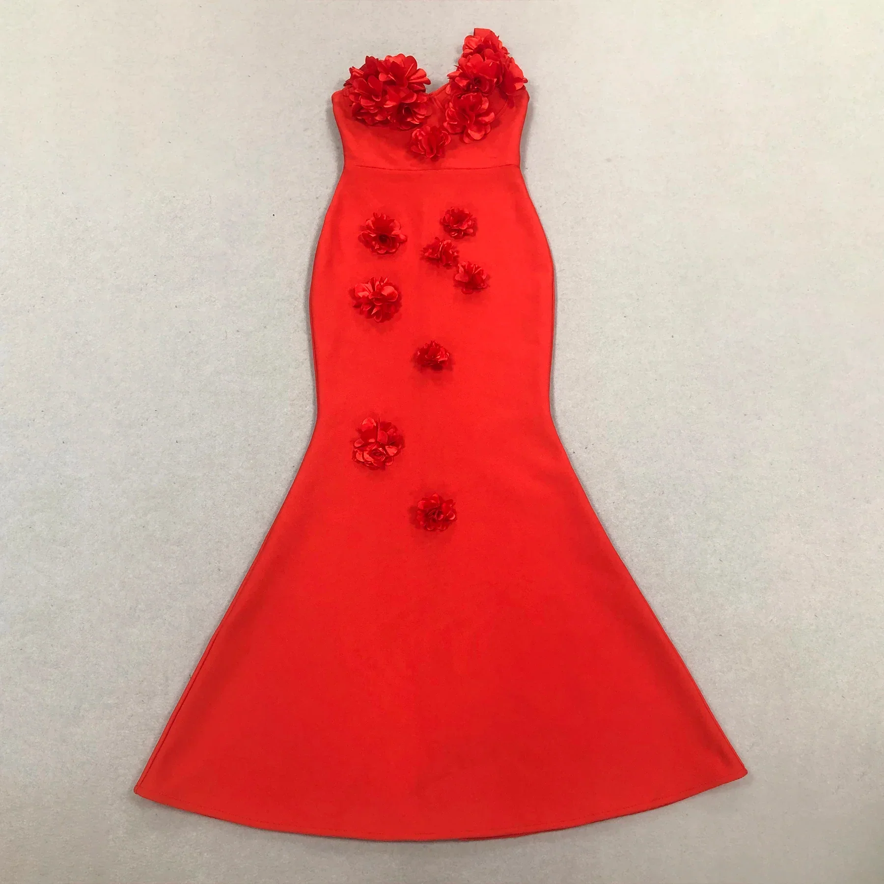 Red Color Women Sexy One Shoulder Florals Fashion Bodycon Long Bandage Dress Wedding Party Celebrate Birthday Cocktail Outfit - Image 5