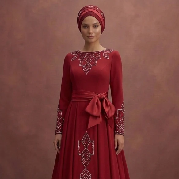 Red Modest Prom Dresses for Formal Events – Muslim Collection - Image 4