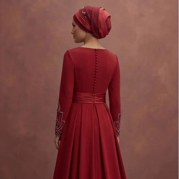 Red Modest Prom Dresses for Formal Events – Muslim Collection - Image 5