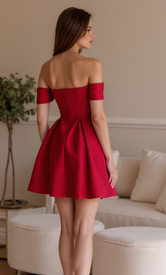 Regal Red Evening Dress & Prom Dress with Beaded Straps for a Luxurious Touch - Image 3