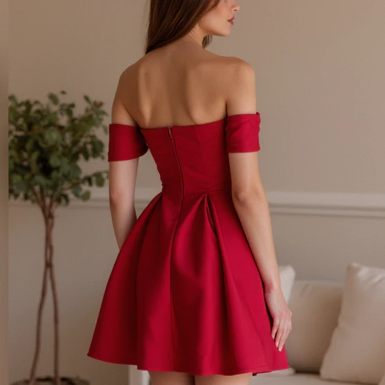 Regal Red Evening Dress & Prom Dress with Beaded Straps for a Luxurious Touch - Image 5