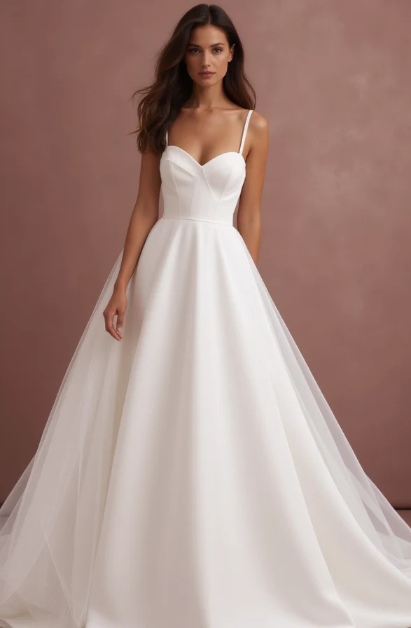 Regal White Princess Ball Gown with Intricate Lace Details and a Dramatic Train - Image 2