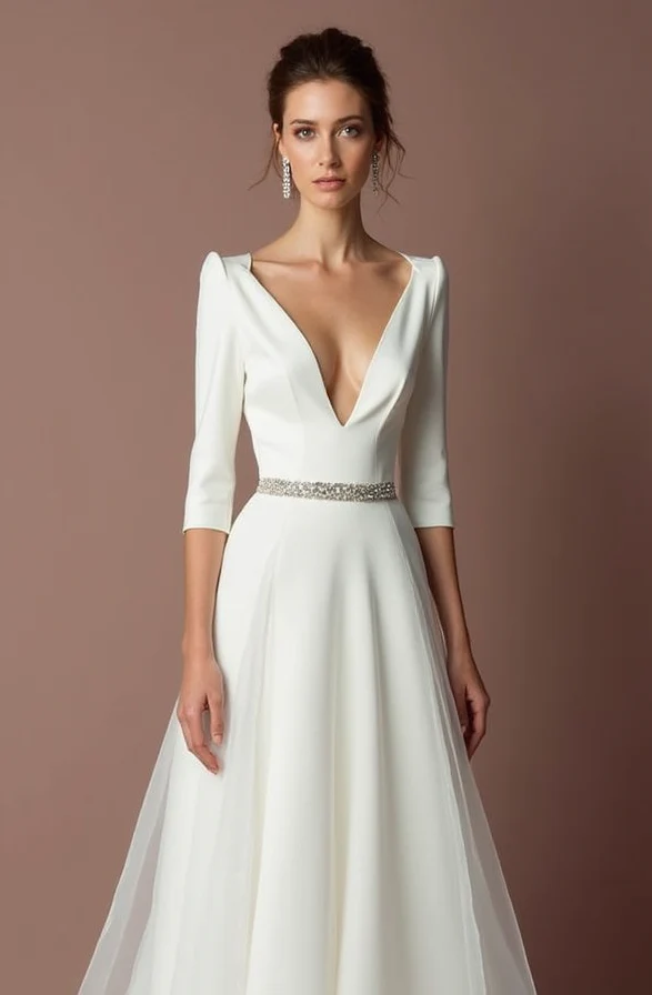 Regal White Princess Wedding Gown with a Chapel Train for a Majestic Look - Image 2