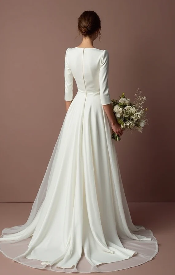 Regal White Princess Wedding Gown with a Chapel Train for a Majestic Look - Image 3