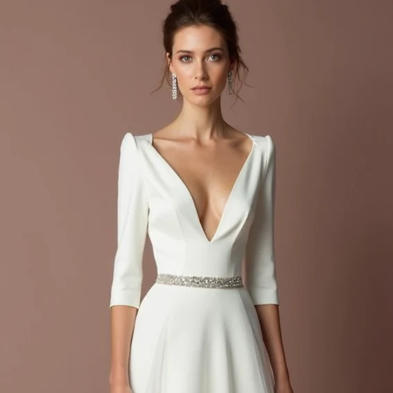 Regal White Princess Wedding Gown with a Chapel Train for a Majestic Look - Image 4