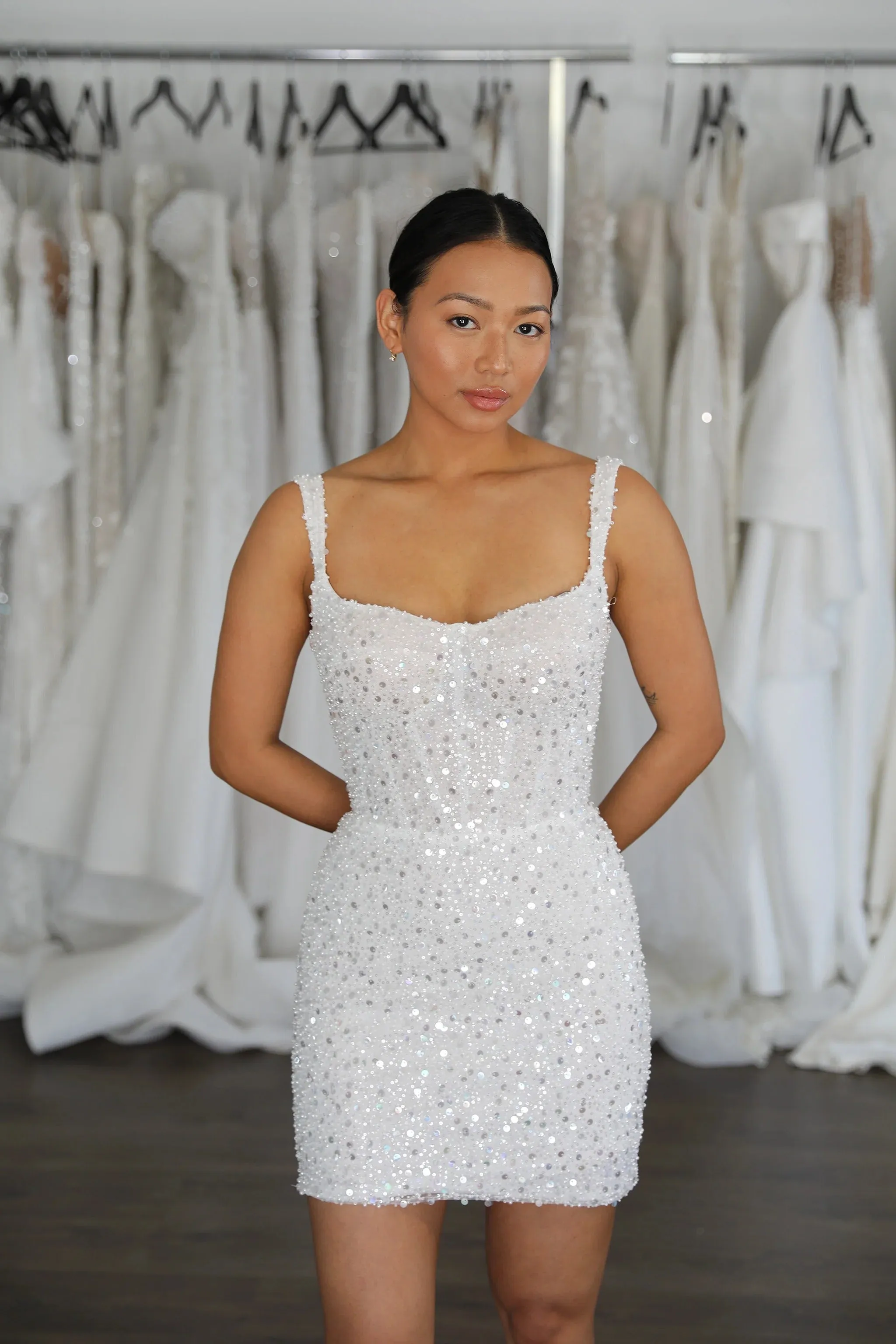 Curved Neckline with Tapered Shoulder Straps Vestido De Novia Bow Satin Court Train Dress Bridal Gown Skirt Wedding Dress - Image 6