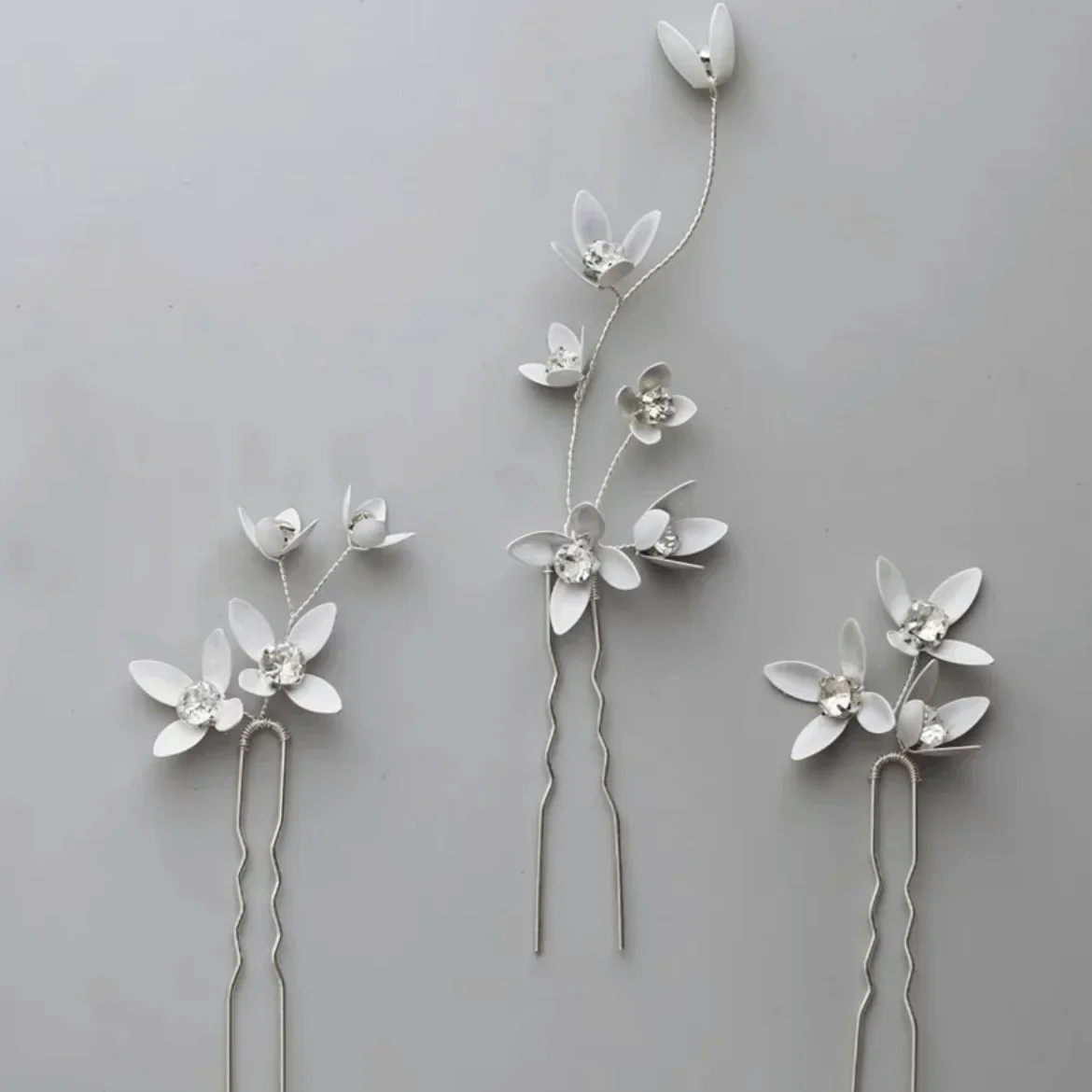 Rhinestones Crystal Hair Pin Clip White Flower Head Piece Women Brides Bridesmaids Hairpins Wedding Accessories Bridal Jewelry - Image 6