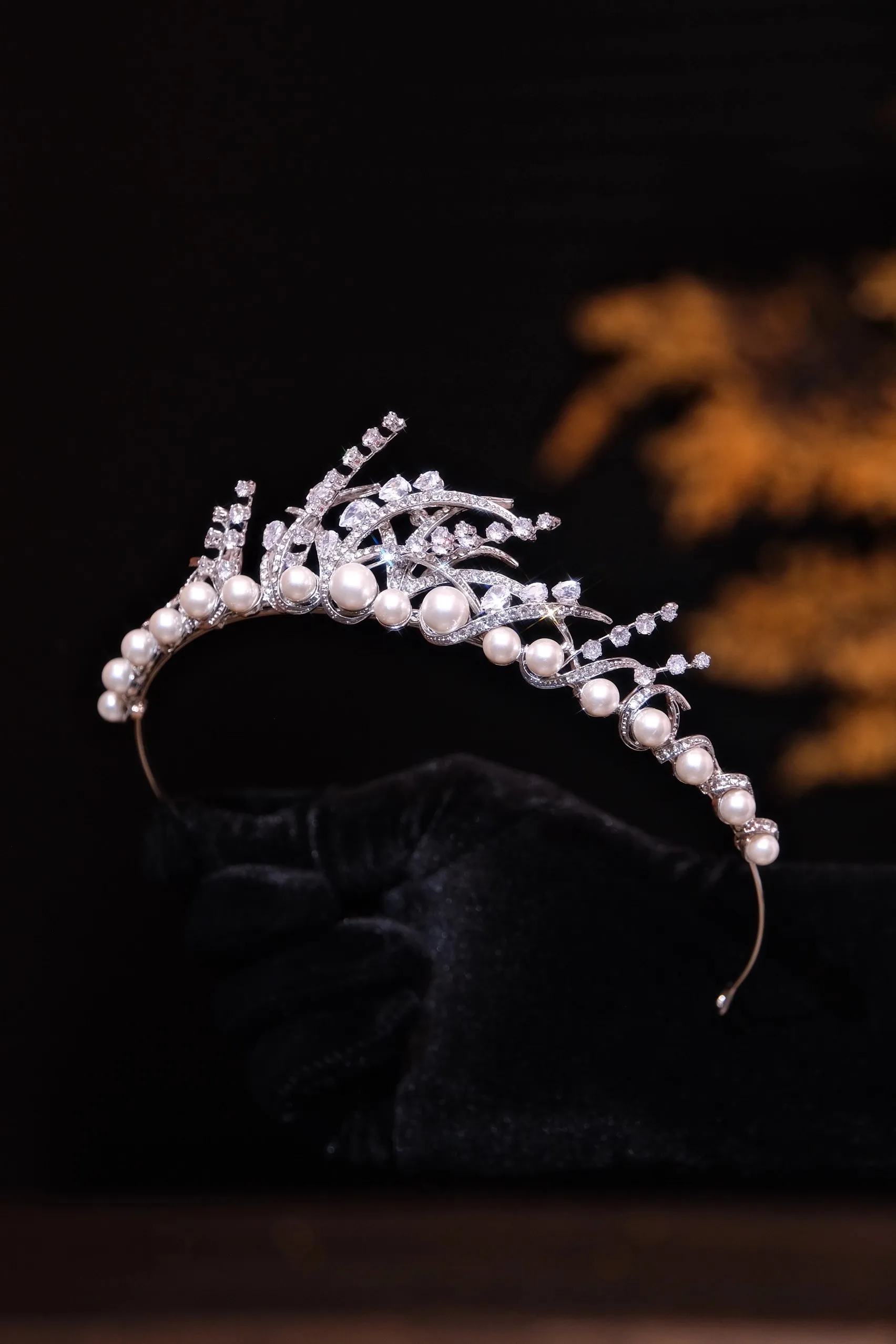 Rhinestones Zircon Tiaras and Crowns Pearl Zirconia Headband For Brides Women Diadem Bridal Jewelry Wedding Hair Accessories - Image 4