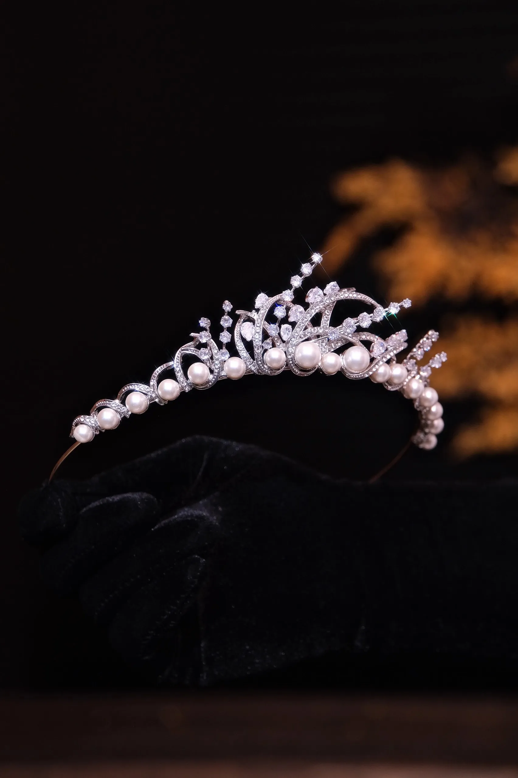 Rhinestones Zircon Tiaras and Crowns Pearl Zirconia Headband For Brides Women Diadem Bridal Jewelry Wedding Hair Accessories - Image 5