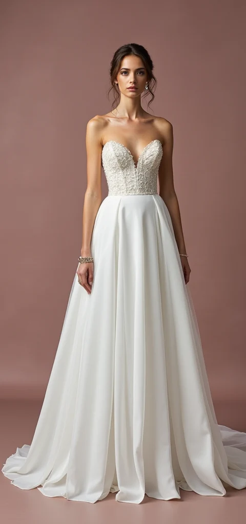 Romantic A-Line Gown with a Flowing Chiffon Skirt - Image 2