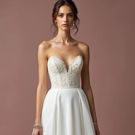 Romantic A-Line Gown with a Flowing Chiffon Skirt - Image 4
