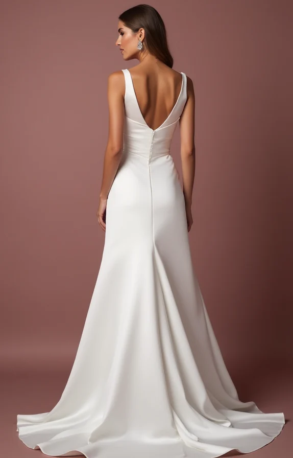 Romantic White A-Line Gown with a Soft Silk Satin Skirt for Luxury - Image 3