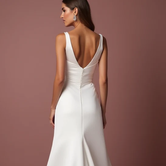 Romantic White A-Line Gown with a Soft Silk Satin Skirt for Luxury - Image 5