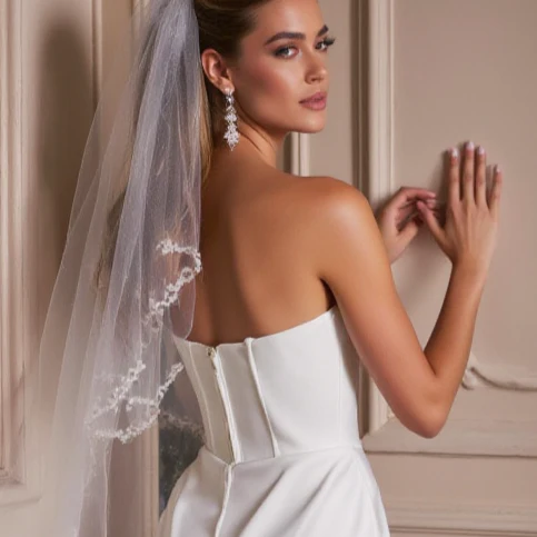 Romantic A-Line Gown with Floral Lace Details for a Soft Bridal Look - Image 5