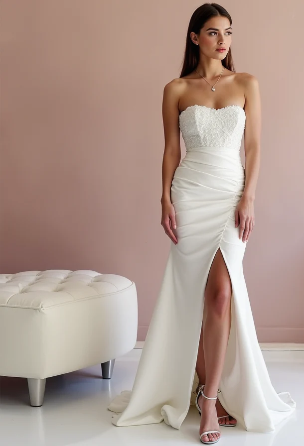 Romantic White A-Line Wedding Dress with Floral Lace and Sheer Back Details - Image 2