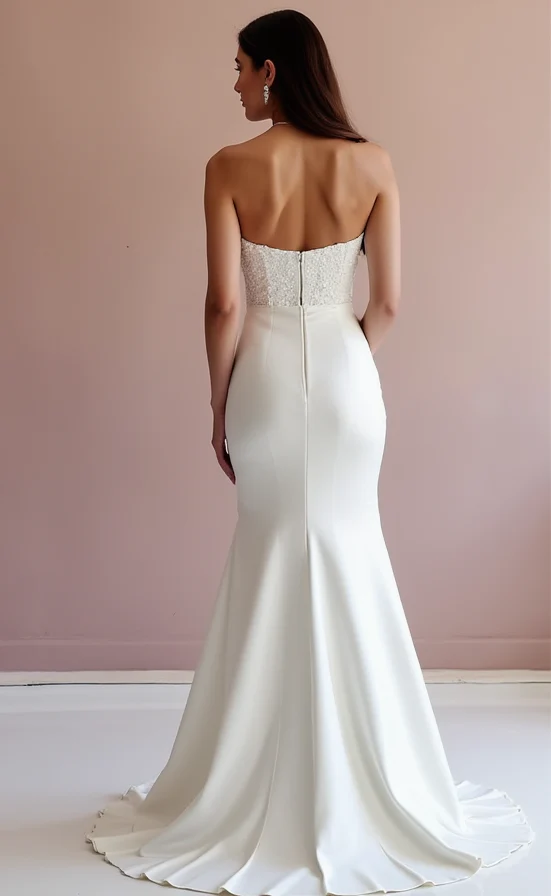 Romantic White A-Line Wedding Dress with Floral Lace and Sheer Back Details - Image 3