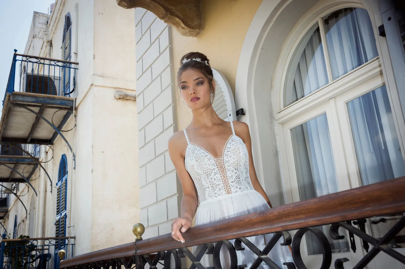 Romantic A-Line Wedding Dress with Straps, V-Neckline & Flattering Natural Waistline for an Elegant Bridal Look - Image 3
