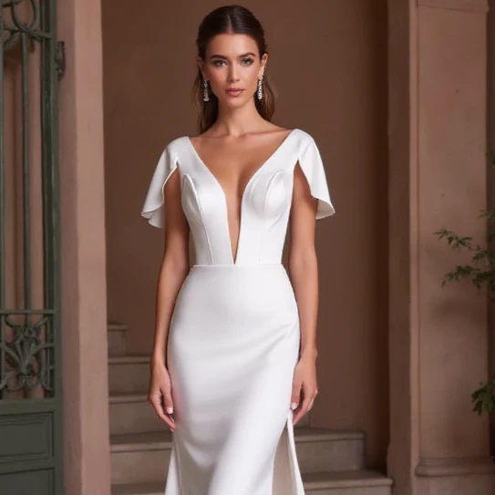 Romantic A-Line Wedding Gown with a Sheer Bodice for a Soft Look - Image 4