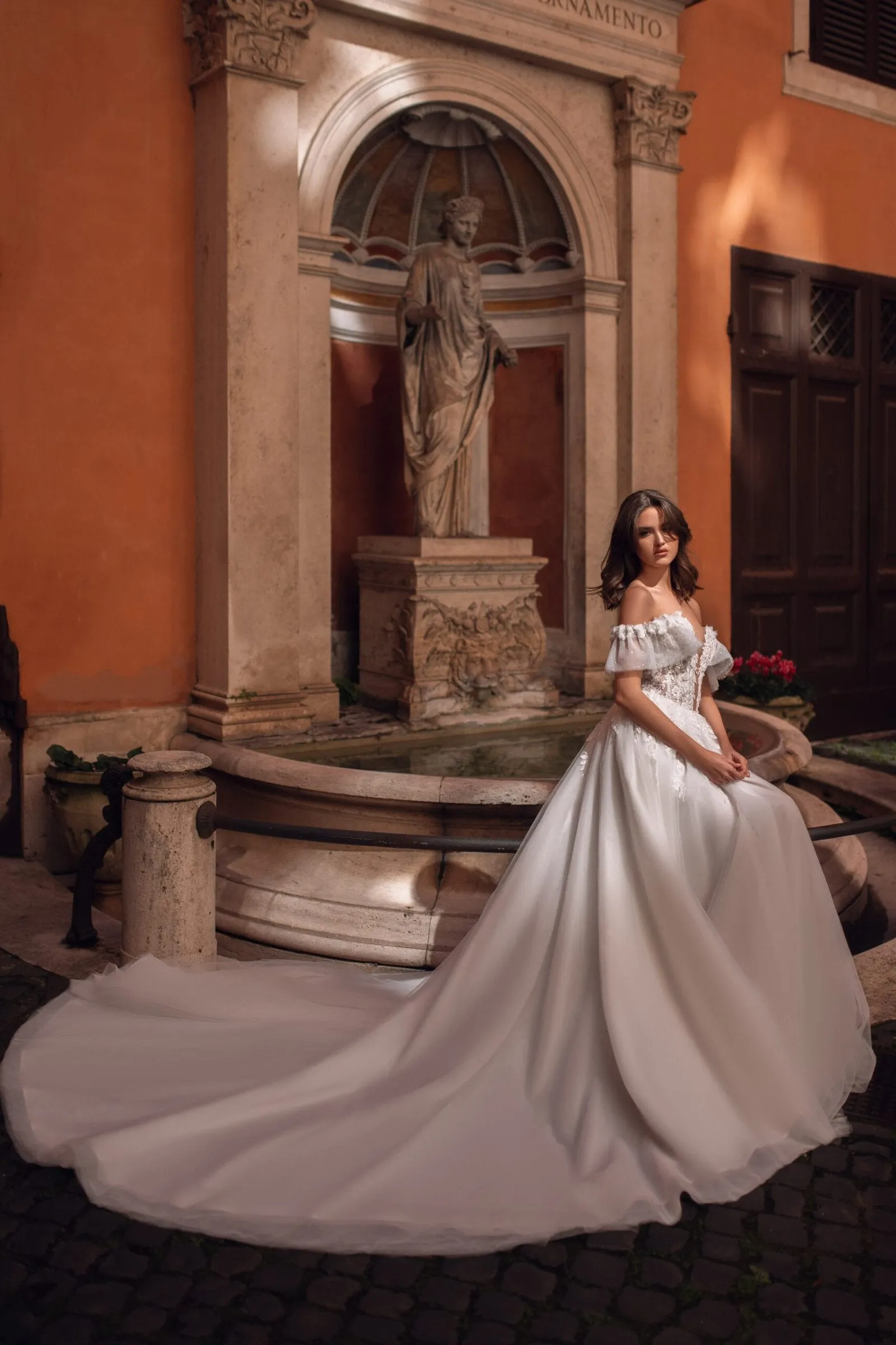 Romantic A-Silhouette Wedding Dress with Glitter Tulle, Lace, 3D Flowers, and Flowing Skirt for Timeless Elegance - Image 3
