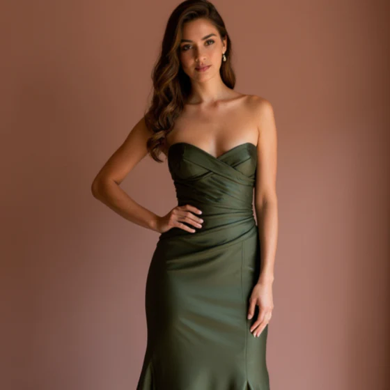 Romantic Green Evening Dress and Prom Gown with a Strapless Bodice for a Feminine Look - Image 4