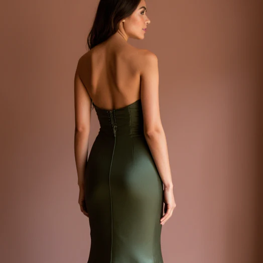 Romantic Green Evening Dress and Prom Gown with a Strapless Bodice for a Feminine Look - Image 5
