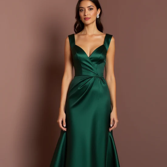 Romantic Green Evening Dress & Prom Dress with Floral Appliqués and Tulle Skirt - Image 4