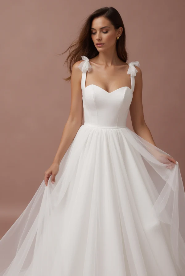 Romantic White Princess Ball Gown with Sweetheart Neckline and Sparkling Embellishments - Image 2