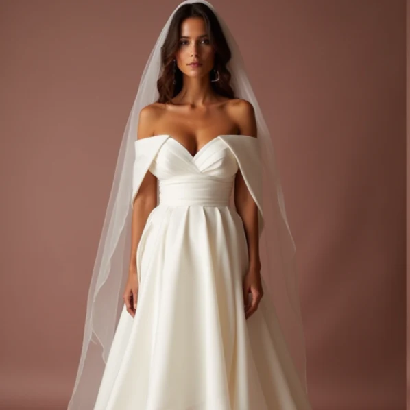 White Romantic Princess Wedding Dress with a Dramatic Ball Gown Skirt - Image 4