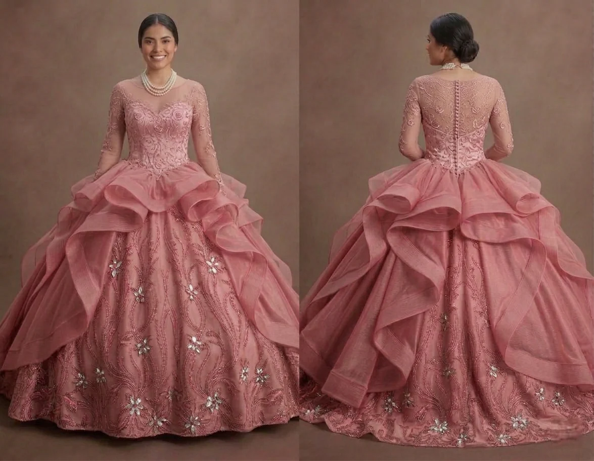 Romantic Rose Pink Quinceañera Gown in Premium Silk