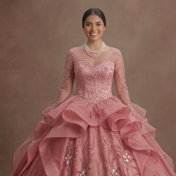 Romantic Rose Pink Quinceañera Gown in Premium Silk - Image 4