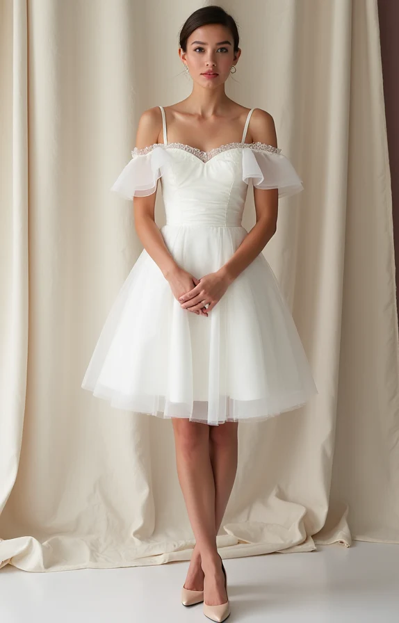 Romantic Short Wedding Dress and Mini Dress with a Heart-Shaped Cutout Back - Image 2